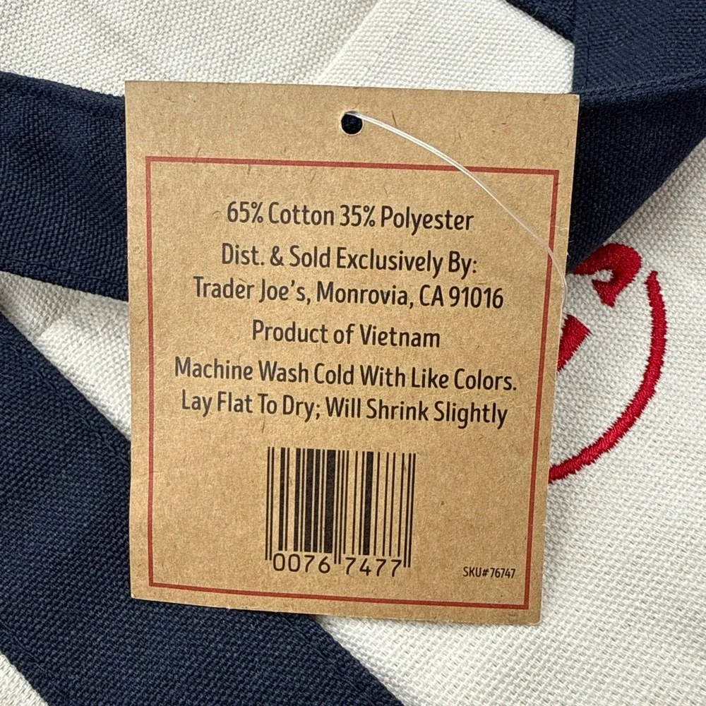 Trader Joe's Mini Canvas Tote Bag Navy Reusable Shopper Bag New With Tags